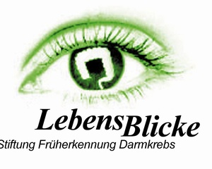 Logo Lebensblicke. Schriftzug: Stiftung Früherkennung Darmkrebs