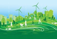 Schematische Zeichnung einer Stadt.