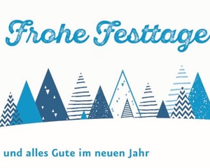Eine Grafik mit stilisierten Weihnachtsbäumen.